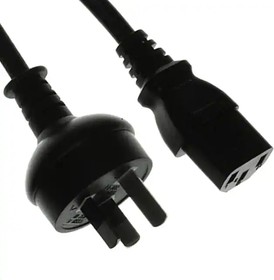 Фото 1/2 374009-01, Cable; 3x1mm2; AS 3112 (I) plug,IEC C13 female; PVC; 1.8m; black