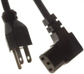 313014-01, Cable; 3x16AWG; IEC C13 female 90°,NEMA 5-15 (B) plug; PVC; 3m