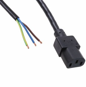 315086-01, Cable; 3x18AWG; IEC C13 female,wires; PVC; 3m; black; 10A; 250V