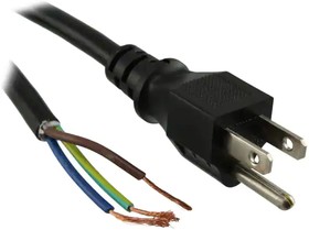 Фото 1/2 311276-01, Cable; 3x18AWG; NEMA 5-15 (B) plug,wires; PVC; 4.6m; black; 10A
