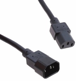 Фото 1/2 318007-01, Cable; 3x16AWG; IEC C13 female,IEC C14 male; PVC; 1m; black; 13A