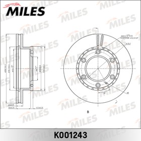Диск тормозной MILES K001243 FORD RANGER 05-/MAZDA B-SERIE 99-/BT-50 06- передний D=289мм.