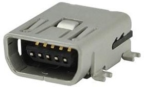 Фото 1/2 UJ2-MABH-1-SMT-TR, USB Connectors USB 2.0 mini AB jack 5 pin Horizontal SM