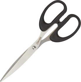 Фото 1/4 Ножницы КОМУС 190 мм с пластик. эллиптическими ручками, цвет черный