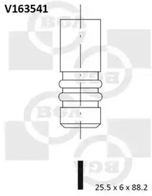 Фото 1/2 V163541, Клапан двигателя выпускной [25.5x6x88.2] AUDI / VW 2.0TDi BKD 03-