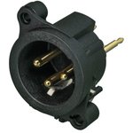 NC3MAAV-0, XLR Connectors 3P MALE VERT CHASS PANEL ISOL