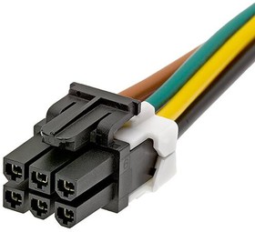 0451350601, Cable Assembly UL 1007 0.15m 16AWG Wire to Board to Wire to Board 6 to 6 POS F-F Crimp-Crimp Mini-Fit TPA2 Bag