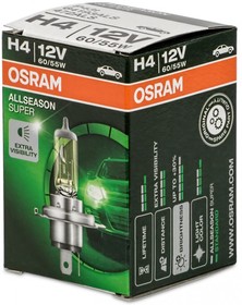 Фото 1/10 64193ALS, Лампа OSRAM галогеновая H4 P43T 60W