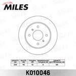 K010046, Диск тормозной Nissan Almera (N16) 00-, Primera (P10/P11) 90-02 задний Miles