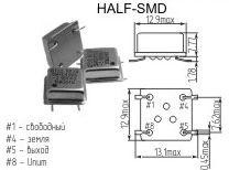 Фото 1/2 Генератор кварцевый 64МГц, 5В, HCMOS/TTL в корпусе DIL8-SMD=HALF-SMD; гк 64000 \\HALF-SMD\T/CM\5В\ SM2200\PLETRONICS