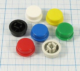 Колпачок-толкатель тактовых кнопок 3.3x4 мм, d13x7.6 мм, пластик, серый; №1758 g колпачок-толкатель 4 x 3,3\d13x7,6\пл\сер\\