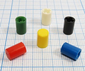 Колпачок-толкатель тактовых кнопок4.8x4.8 мм, d6.2x9 мм, пластик, желтый; №2710 Y колпачок-толкатель 4,8x4,8\d6,2x9\пл\жел\\