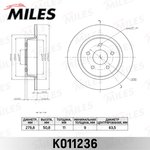 K011236, Диск тормозной Ford Kuga II 12-, C-Max II 10- задний Miles