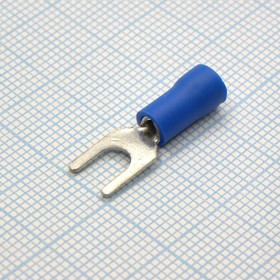 Фото 1/2 SV1.25-4L Blue, наконечник кабельный вилочный с изоляцией d=4.3мм, сеч. пров.0.5-1.5мм2
