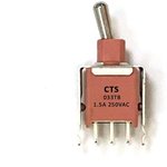 033TBSDATCS, Toggle Switches Straight DP on-none-on Std. 6.10 (std) P.C Silver plated
