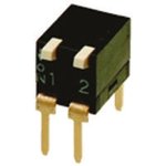 A6TR-2104, Переключатель: DIP-SWITCH; Кол-во секций: 2; ON-OFF; 0,025A/24ВDC