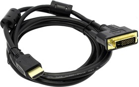 Фото 1/4 Кабель HDMI M - DVI M 24+1 Dual Link фер.кольца, позолоч. контакты 2м APC-073-020