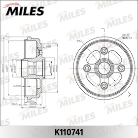 K110741, Барабан тормозной Daewoo Matiz 98-; Chevrolet Spark (M200) Miles