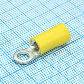 Фото 1/2 RV5.5-4S Yellow, наконечник кабельный кольцевой с изоляцией d=4.3мм, сеч. пров.4.0-6.0мм2