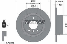 Фото 1/4 Диск тормозной задний с покрытием PRO BMW TEXTAR 92133103