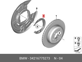 34216775273, Кожух тормозного диска задний BMW F07, F01