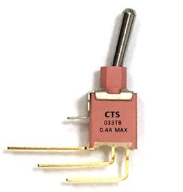 033TBVSASB, Toggle Switches Vertical right angle SP on-none-on Std. 10.16 Gold plated