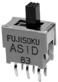 AS1D-6M-10-Z, Движковый переключатель, Hyper-Miniature, SPDT, Вкл.-Вкл., Сквозное Отверстие, AS, 50 мА, 60 В