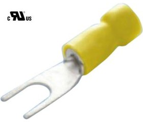 RND 465-00665, Insulated Fork Terminal, Yellow, 9mm, 4 ... 6mm², Pack of 100 pieces