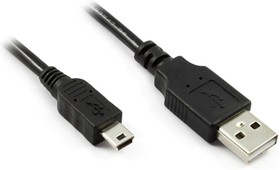 GCR-UM2M5P-BB2S-0.5m, GCR Кабель 0.5m USB 2.0, AM/mini 5P, черный, 28/28 AWG, экран, армированный, морозостойкий