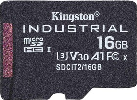 SDCIT2/16GBSP, 16 GB Industrial MicroSDHC Micro SD Card, Class 10, UHS-I, U3, V30, A1, Kingston | купить в розницу и оптом