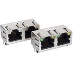 HCJT2-802SK-L12, Modular Connectors / Ethernet Connectors Shielded 1x2 Tab-Up ...