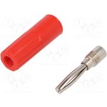 Red Male Banana Connectors, 4 mm Connector, Screw Termination, 10A, 50V, Gold ...