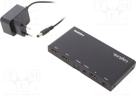HD0034, Разветвитель; HDCP 2.2,HDMI 2.0; Цвет: черный; Вх: гнездо HDMI