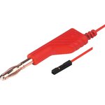 Measuring lead with (4 mm plug, spring-loaded, straight) to (0.64 mm socket, spring-loaded, straight), 1 m, red, PVC, 0.25 mm², CAT O, MAL N