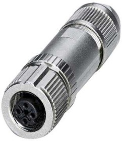 Фото 1/2 1424683, Sensor Connector, M12, Socket, Straight, Poles - 4, Push-In, Cable Mount