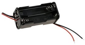 GSN-44-1PP, (23.7x52.3x24.5), Держатель для четырех батареек типа ААА с проводом 150 мм, цвет черный
