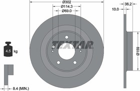 Фото 1/4 92267403, Диск тормозной задний MITSUBISHI OUTLANDER-12 с покрытием PRO