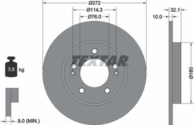 92291703, Диск тормозной задний HYUNDAI i30 (PDE, PD, PDEN),i30 Estate (PDE),i30 FASTBACK (PDE, PDEN) 16- / KI