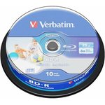 Диск BD-R Verbatim 25Gb 6x Cake Box Printable (10 шт.) (43804)