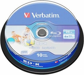 Диск BD-R Verbatim 25Gb 6x Cake Box Printable (10 шт.) (43804) | купить в розницу и оптом