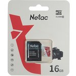 NT02P500ECO-016G-R, Карта памяти 16GB MicroSD class 10 + SD адаптер NETAC