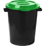 Бак для отходов 60л пластик, черный с зел. крышкой М 2393, 1561080