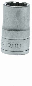 Фото 1/2 M120515-C, 1/2 in Drive 15mm Standard Socket, 12 point, 38 mm Overall Length