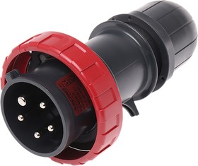 Фото 1/3 218.EX1637, IP66 Red Cable Mount 3P + N + E Industrial Power Plug, Rated At 16A, 415 V