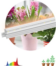 Фото 1/10 Светильник для растений, фитолампа светодиодная линейная ЭРА FITO-9W-T5-Ra90 полного спектра 9 Вт Т5 Б0049311