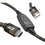 GCR-53813, GCR Кабель активный 10.0m USB 2.0, AM/microB, черно-прозрачный ...
