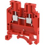 KUT2.5N / RED, DIN Rail Mount Terminal Block, Feed Thru, 2 Ways, 20 AWG, 12 AWG, 2.5 mm², Screw, 24 A