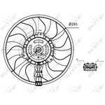 47418, Вентилятор радиатора VW TRANSPORTER IV(1.8I 1.9D 2.0I 2.4D 2.5D 2.5I ...