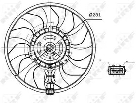 Фото 1/2 47418, Вентилятор радиатора VW TRANSPORTER IV(1.8I 1.9D 2.0I 2.4D 2.5D 2.5I 2.8I) 90-03,