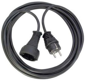 1165460, Extension Cable IP20 PVC DE Type F (CEE 7/4) Plug - DE Type F (CEE 7/3) Socket 10m Black